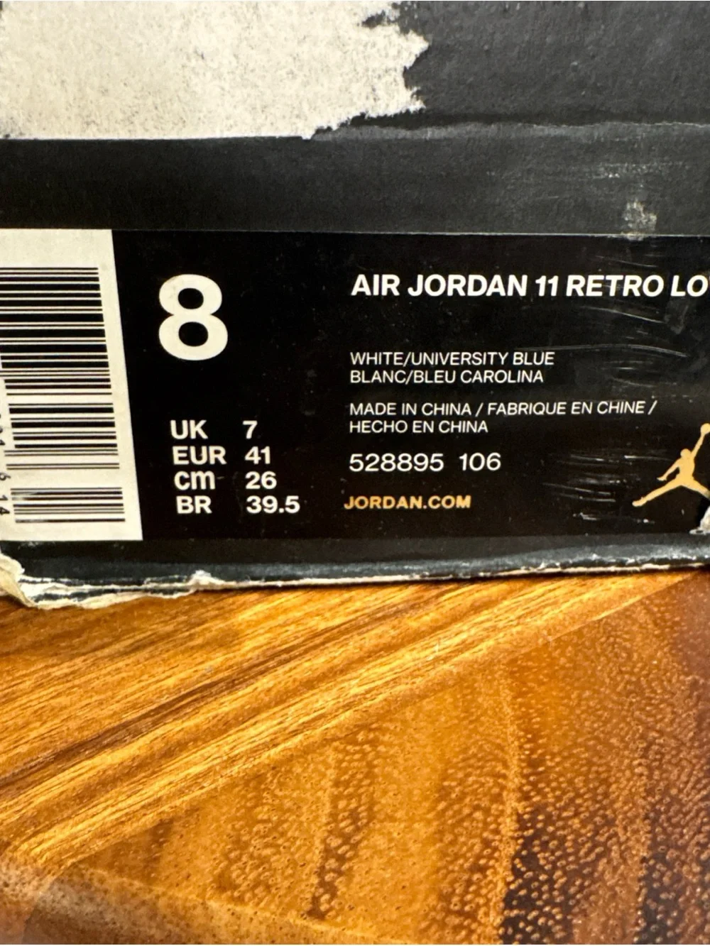 Jordan 11 Retro Low UNC 2017  (528895-106) Men’s Size 8